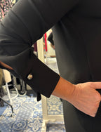 Ottod’Ame Black Long Sleeve V-Neck Shift Dress