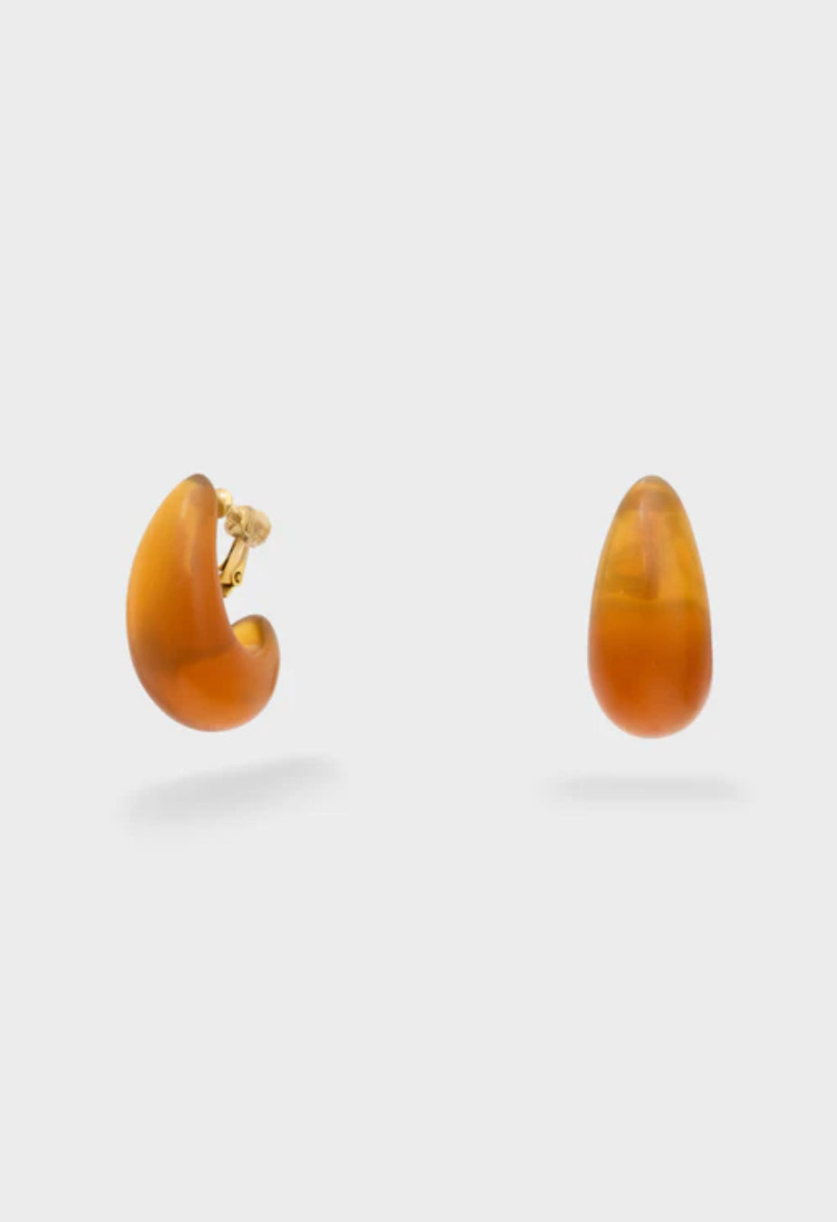 NALI Terracotta / Burnt Orange Enamelled Clip-on Drop Earrings
