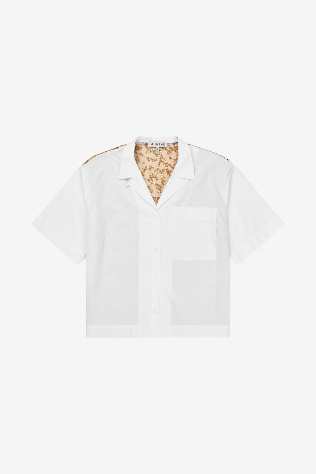 MUNTHE NAOKO White Cotton Shirt with Gold Embellished Back Panel
