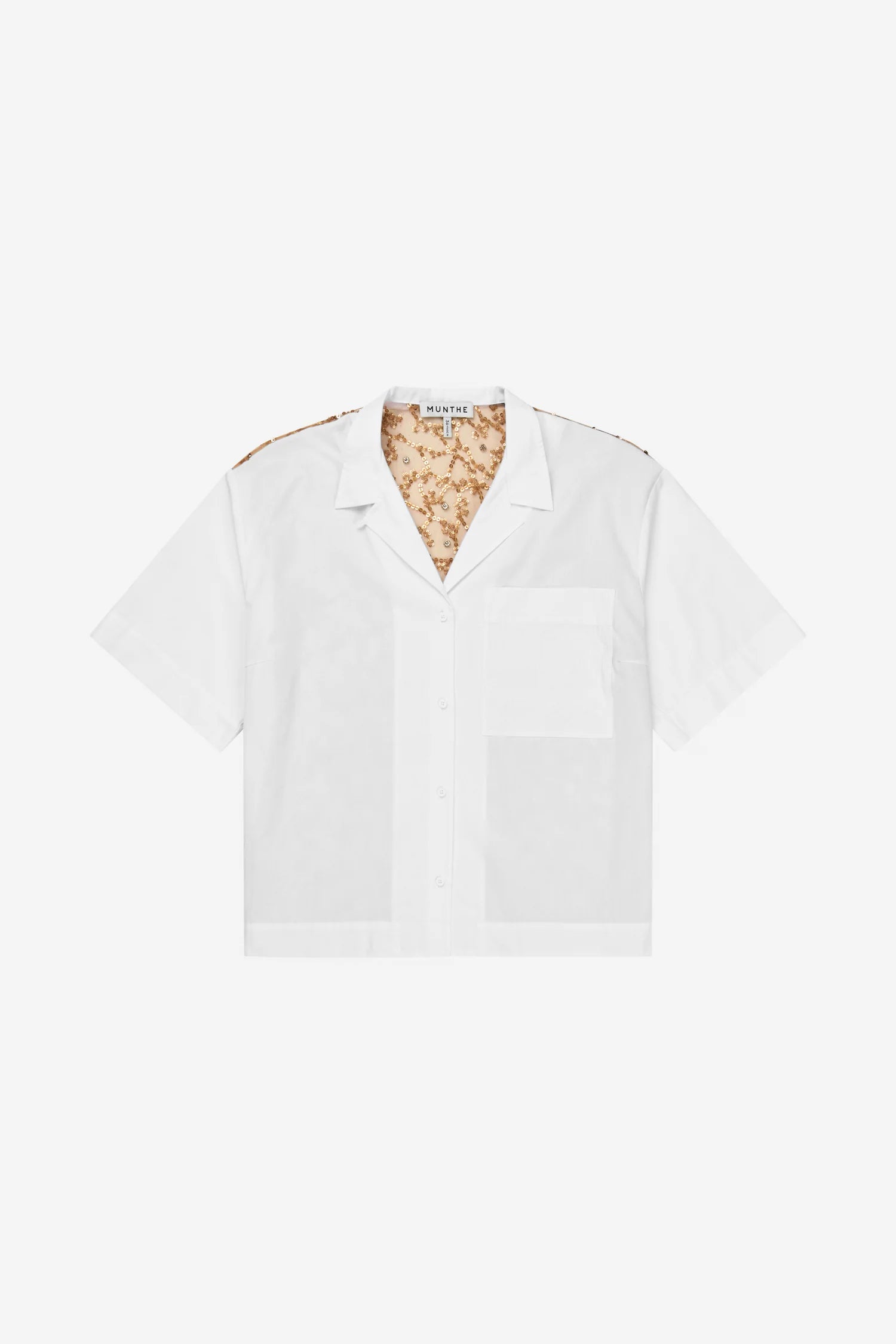 MUNTHE NAOKO White Cotton Shirt with Gold Embellished Back Panel