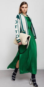 Ottod’Ame Kelly Green Satin Midi Dress