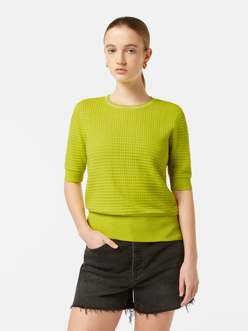 Scotch & Soda Lime pointelle short sleeve jumper