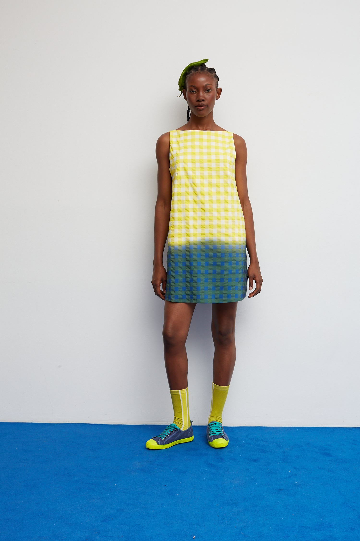 Dr. Bloom Neon Yellow Seersucker Mini Dress
