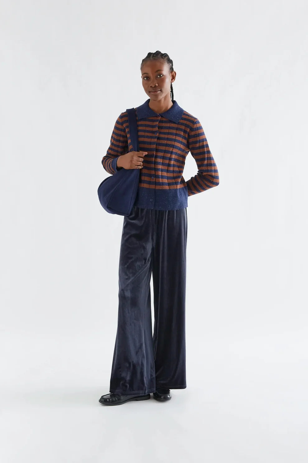 Compañia Fantástica Brown & Navy Striped Cardigan