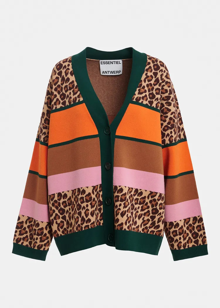 Essentiel Antwerp Leopard Print Knit Cardigan