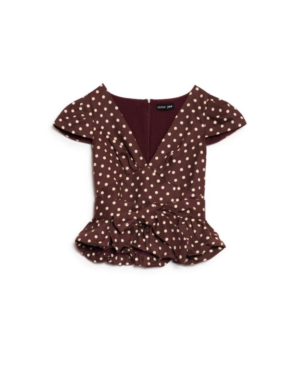 Sister Jane Brown Polka Dot Canvas Bodice Top