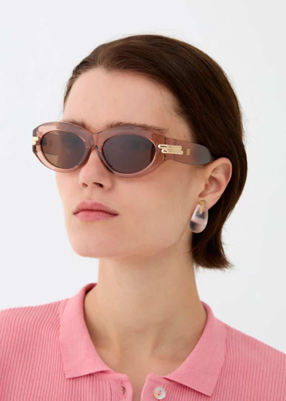 NALI JANICE Sheer Pink Oval Sunglasses
