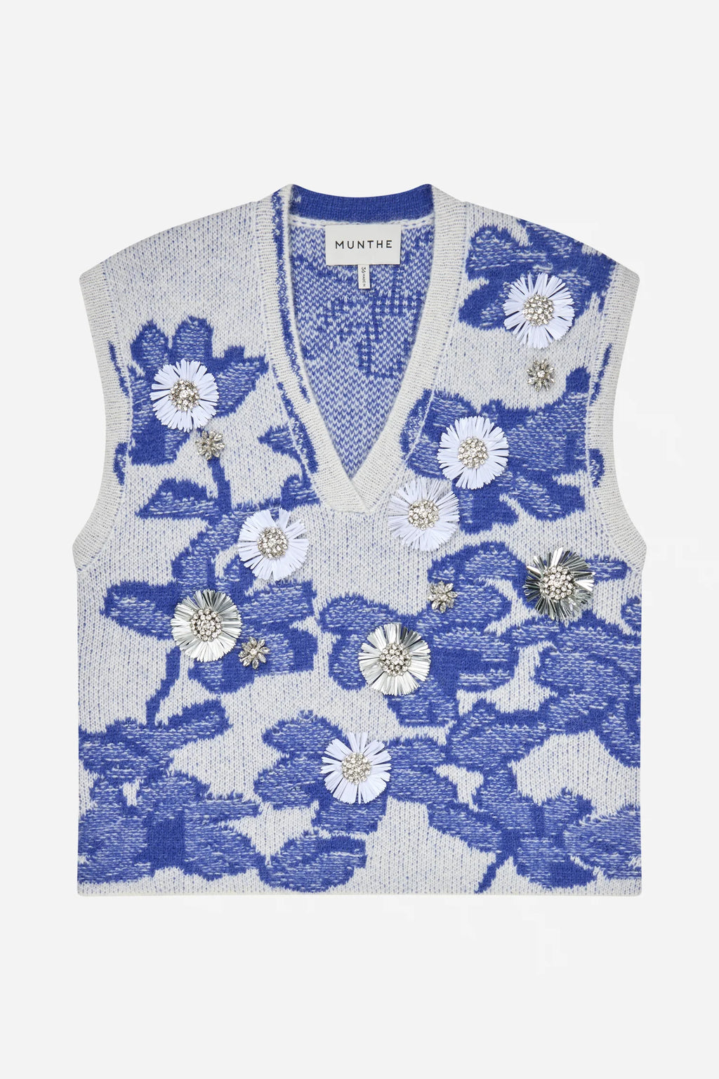 MUNTHE NURULIA Alpaca Wool V-Neck Blue Jumper