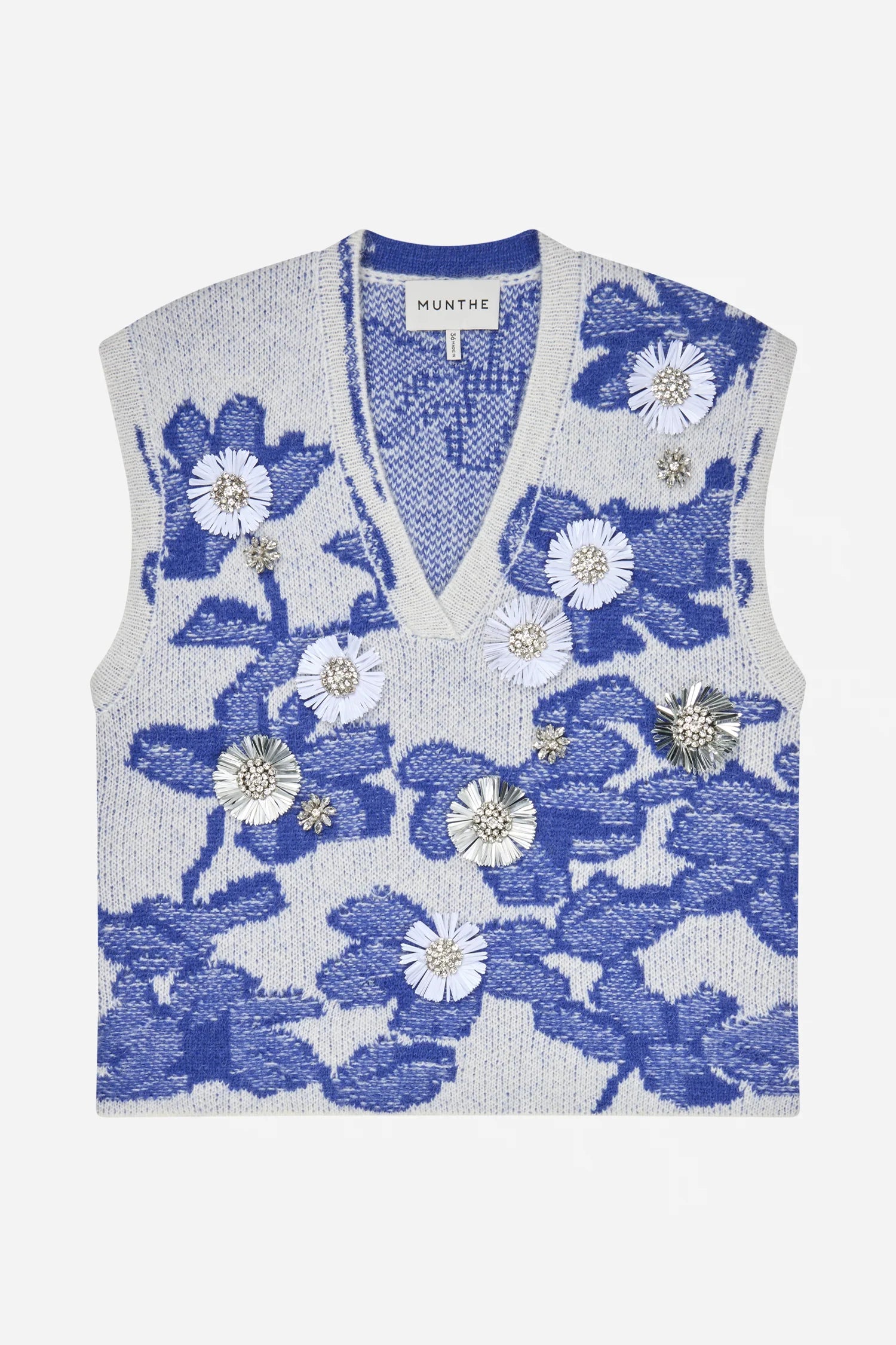 MUNTHE NURULIA Alpaca Wool V-Neck Blue Jumper