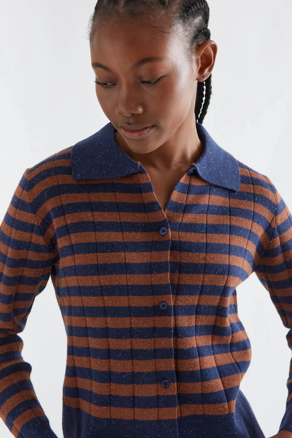 Compañia Fantástica Brown & Navy Striped Cardigan