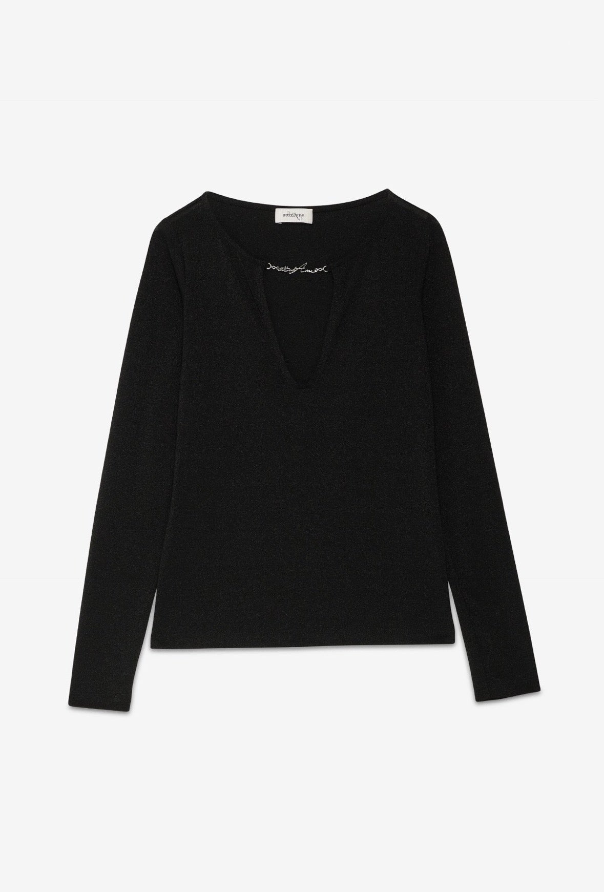 Ottod’Ame Black Lurex Top with Keyhole Neck