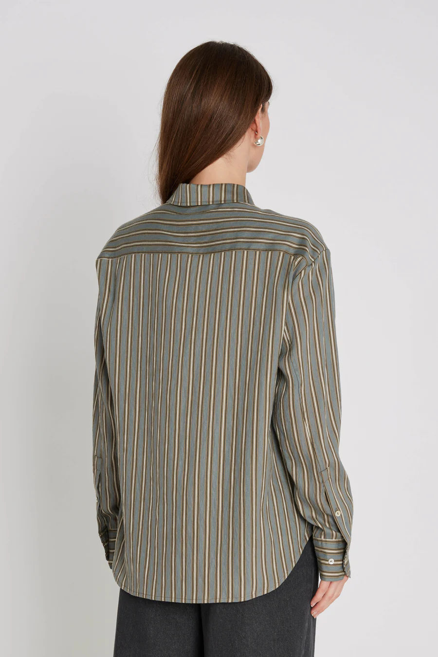 PBO Khaki Linen Stripe Shirt