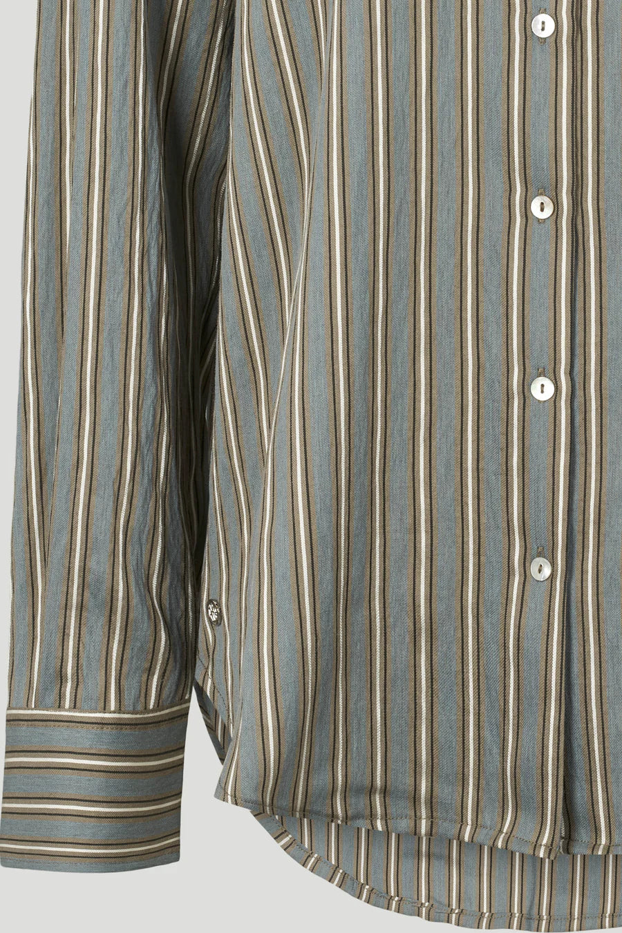 PBO Khaki Linen Stripe Shirt