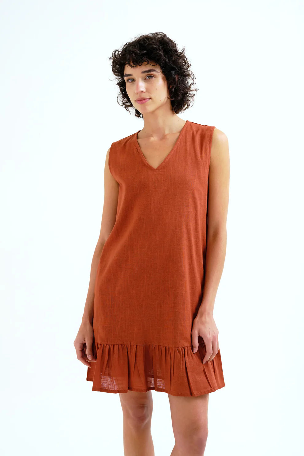 Compañía Cotton Terracotta Mini Dress