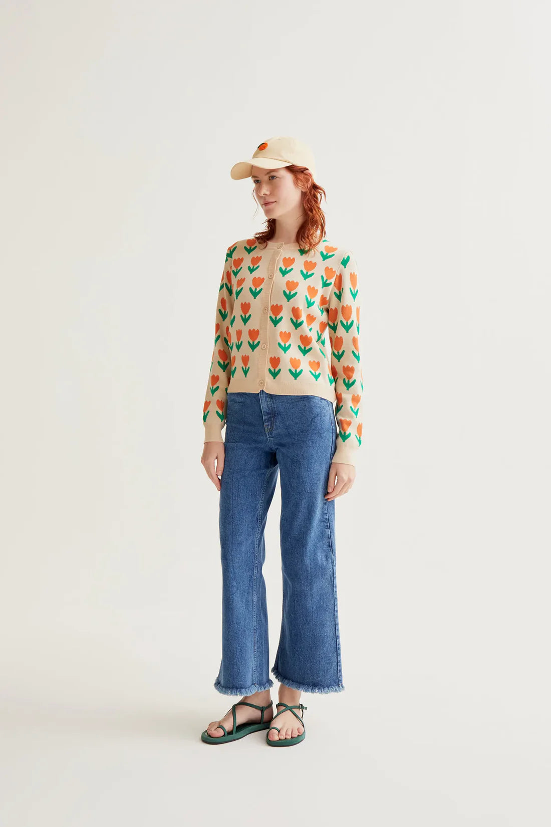 Compañía Fantástica Blue Denim Jeans with Frayed Hemline