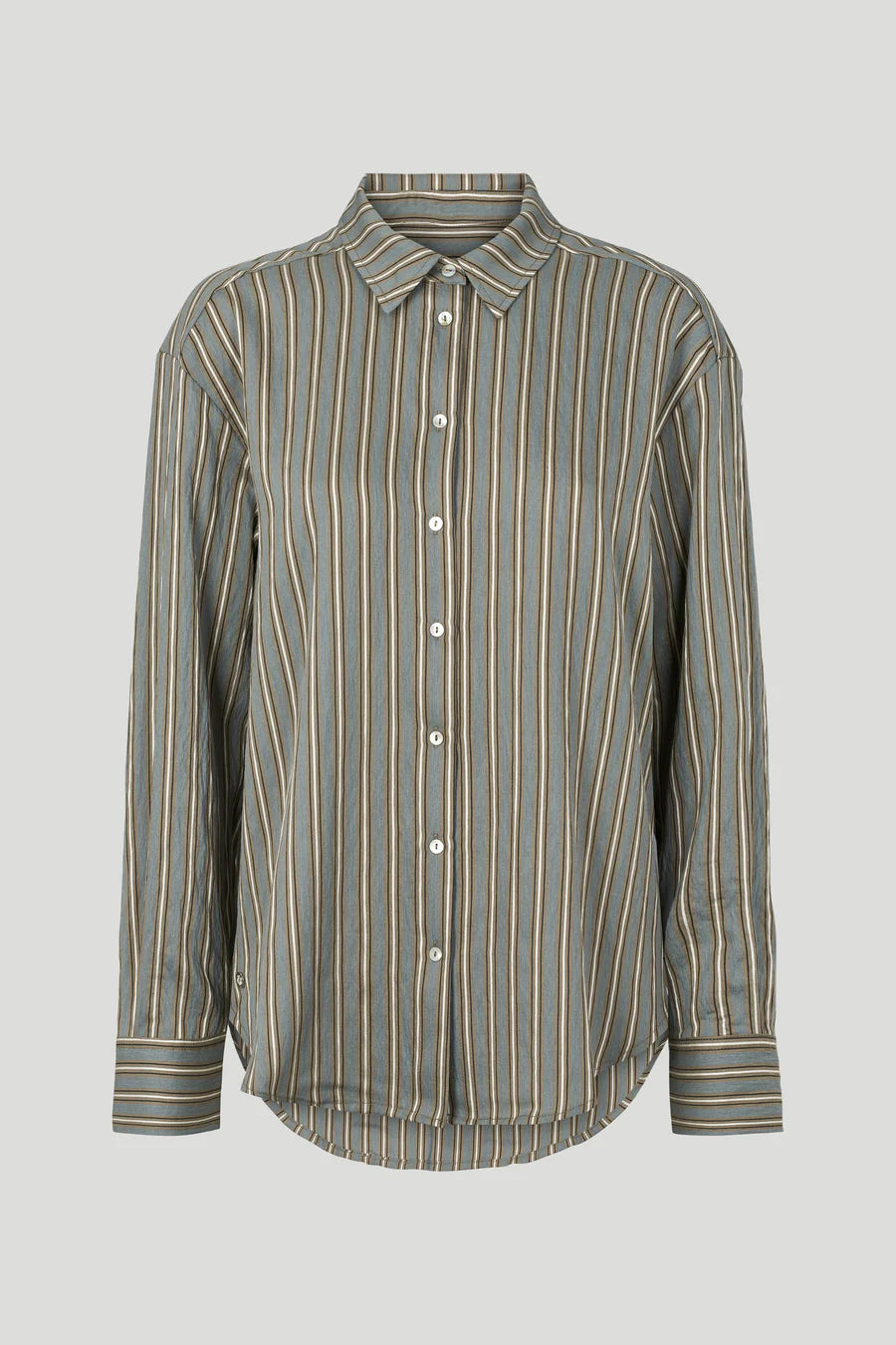 PBO Khaki Linen Stripe Shirt
