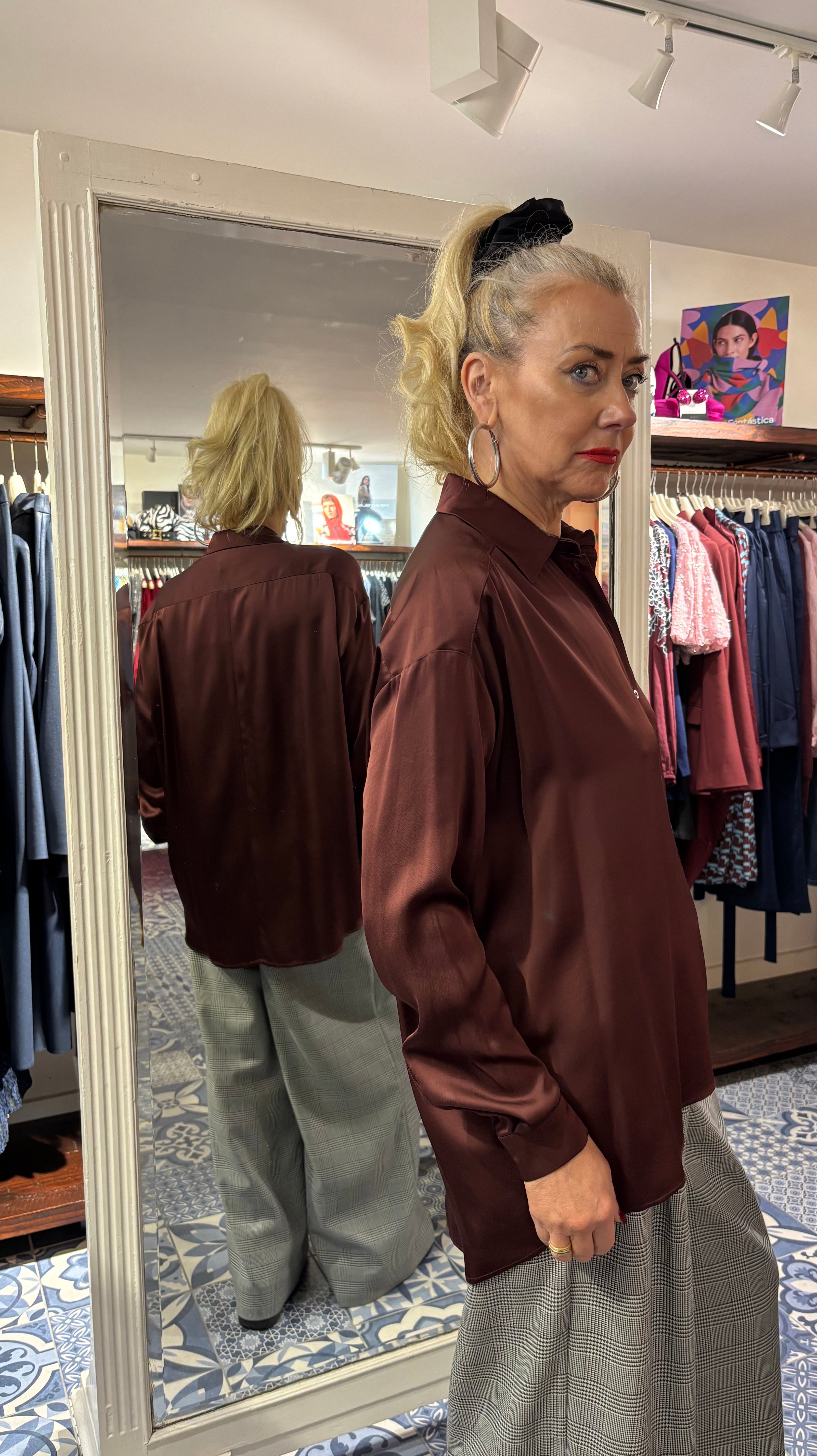 Ottod’Ame Burgundy Satin Shirt
