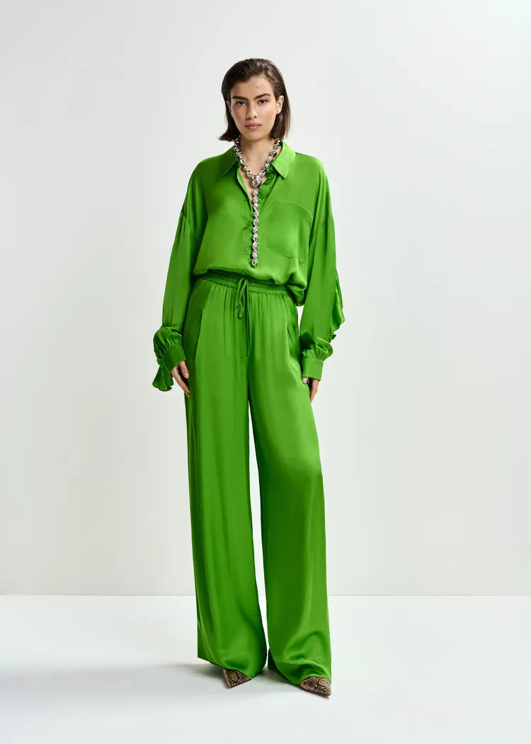 Essentiel Antwerp Green Fluid Palazzo Pants