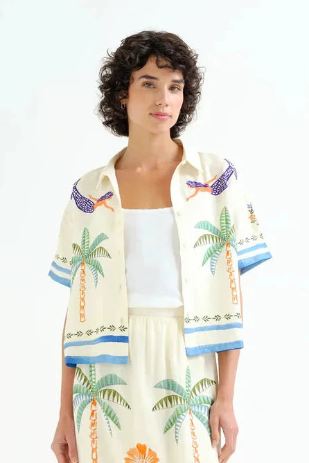 Compañía Cream Palm & Mermaid Box Shirt
