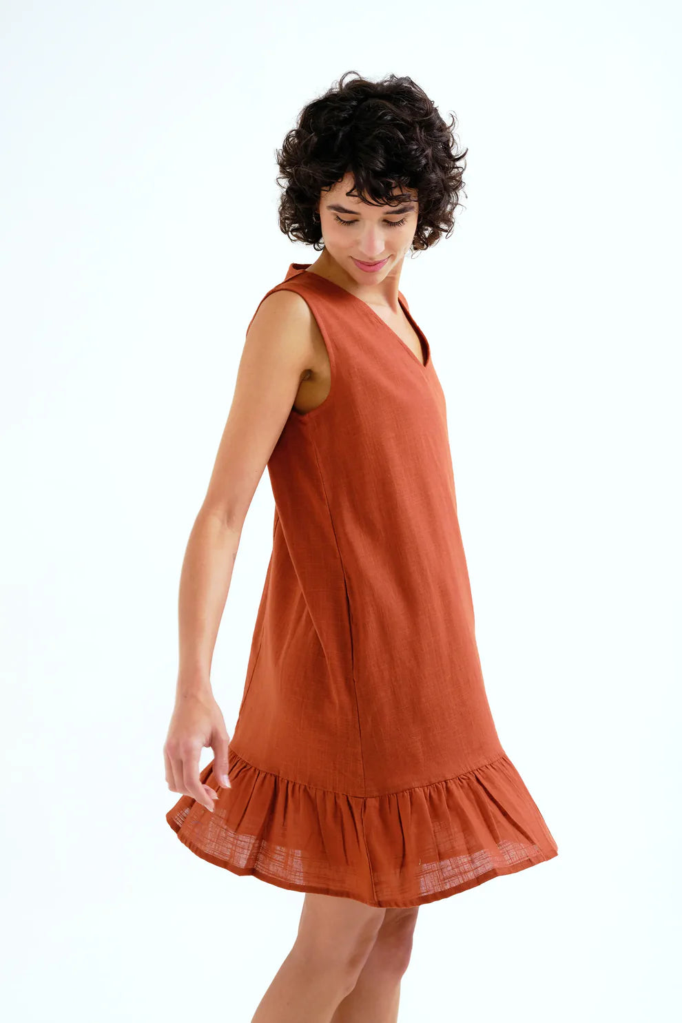 Compañía Cotton Terracotta Mini Dress