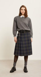 Ottod’Ame Navy & Grey Tartan Skirt
