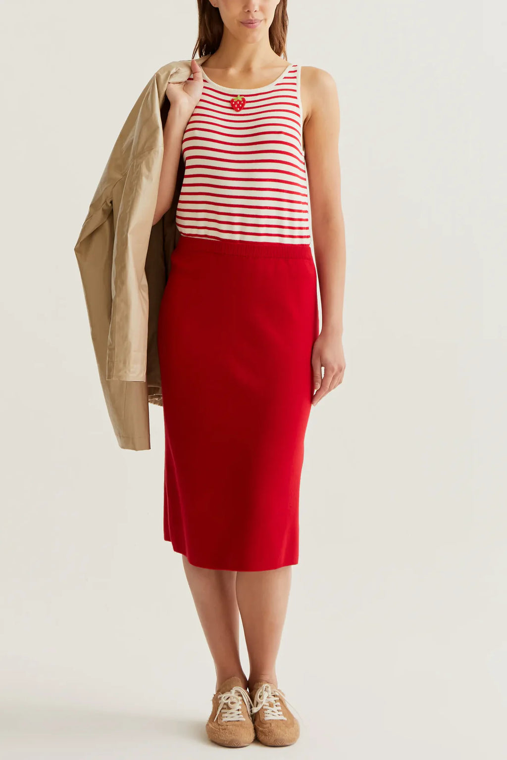 Compañía Red Knit Pencil Skirt