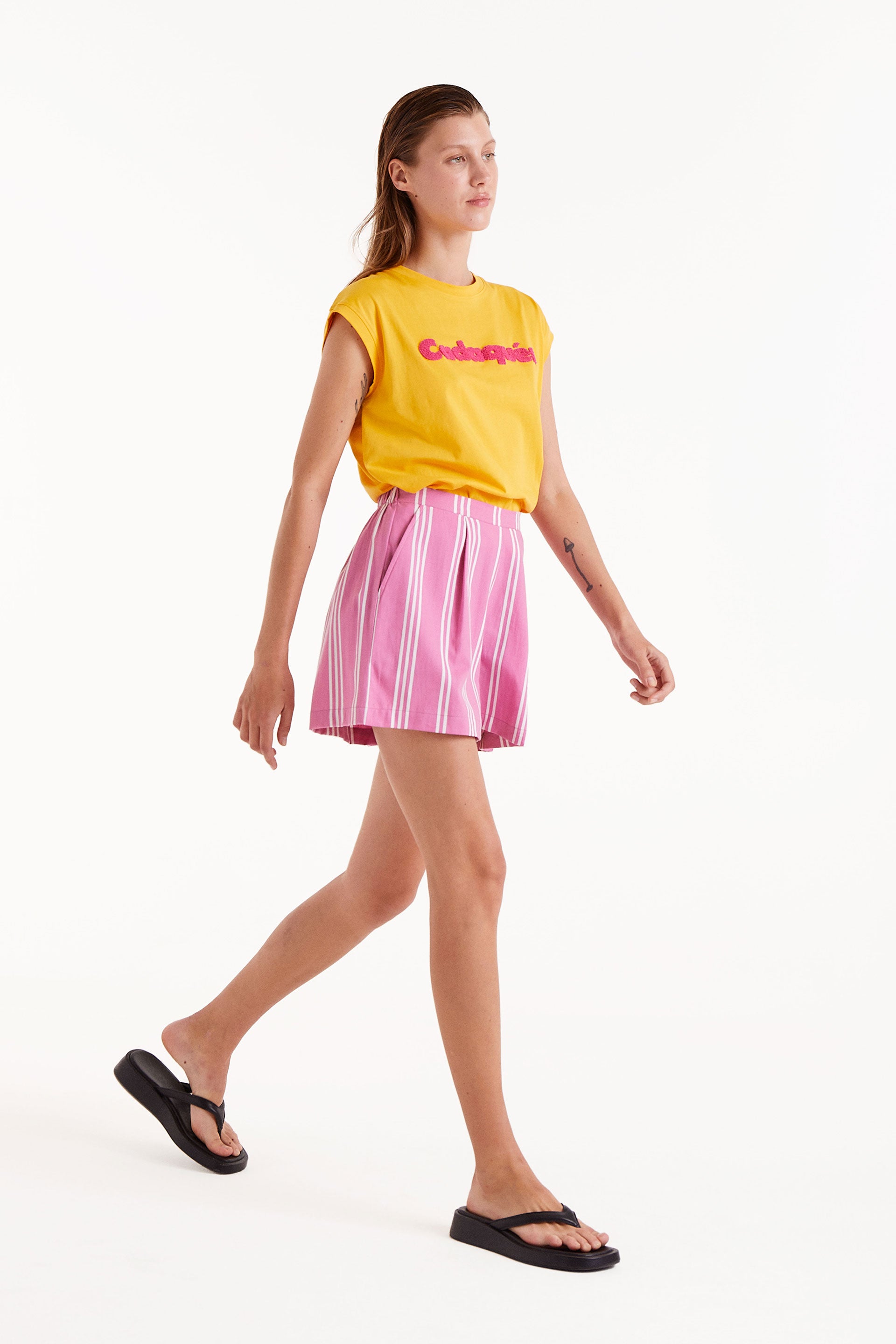 Compañia Fantastica Pink Striped Shorts