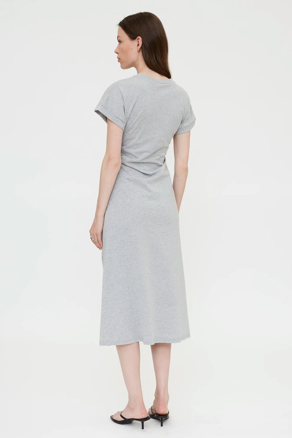 Wild Pony Grey T-Shirt Dress with Tiny Sequins