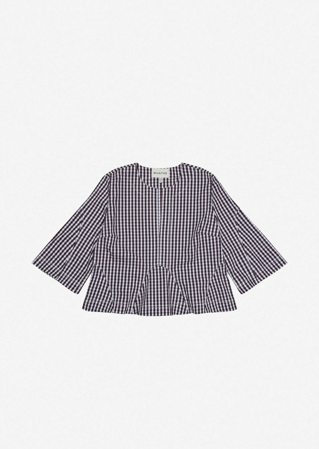 MUNTHE Red Gingham  Peplum Shirt