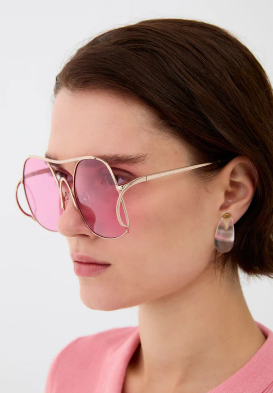 NALI MINA Oversized Aviator Sunglasses with Pink Lenses