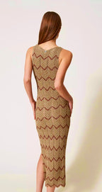 Twinset Milano two-tone knit Midi dress