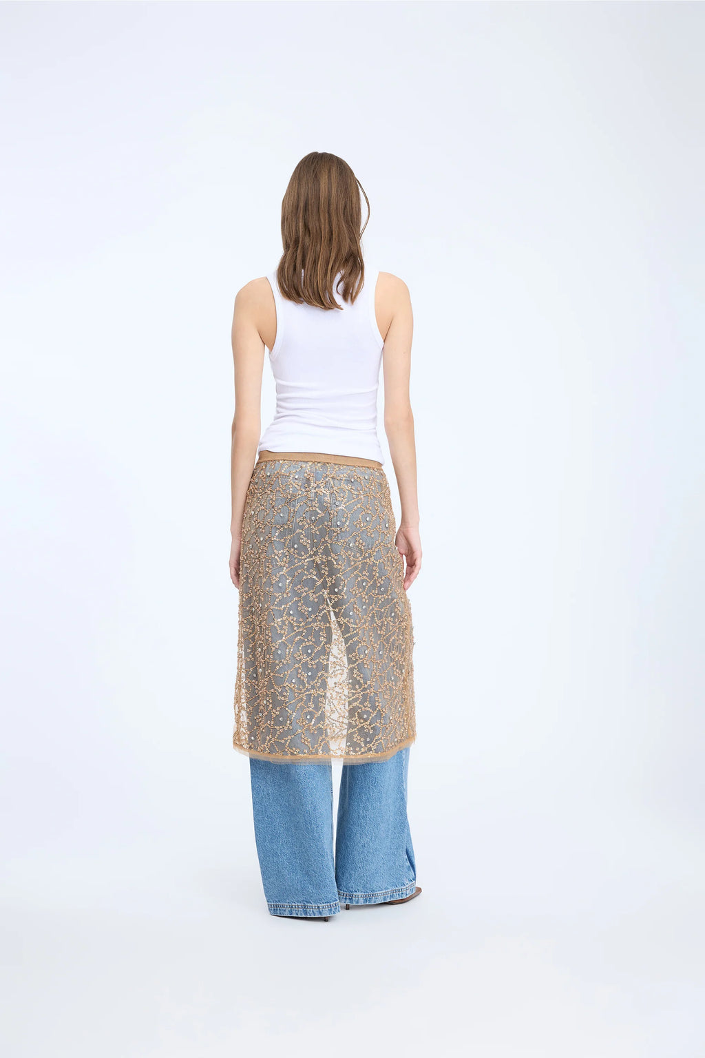 MUNTHE NINIA Gold Sheer Skirt
