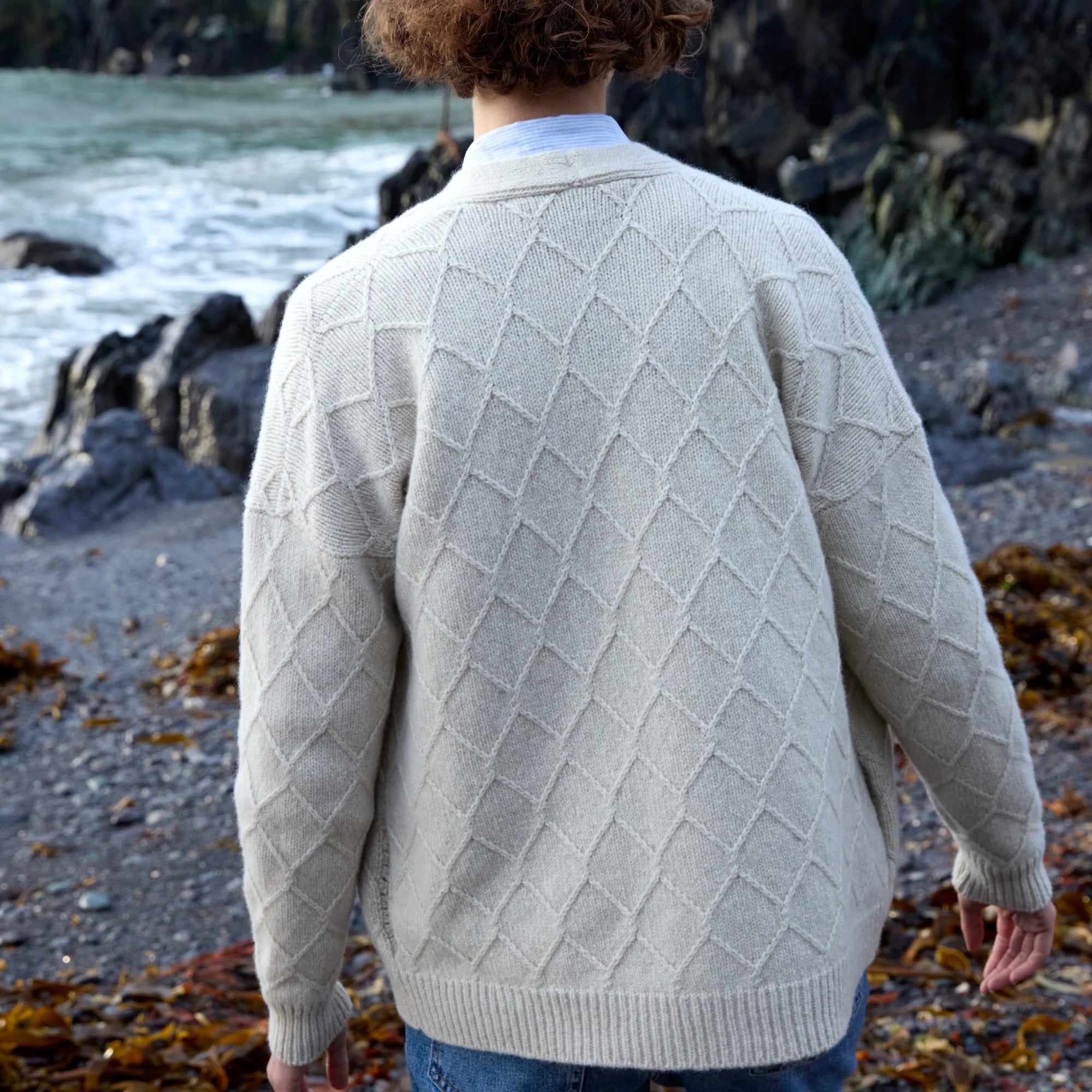 Fisherman Out of Ireland Oatmeal Cashmere Wool Cardigan