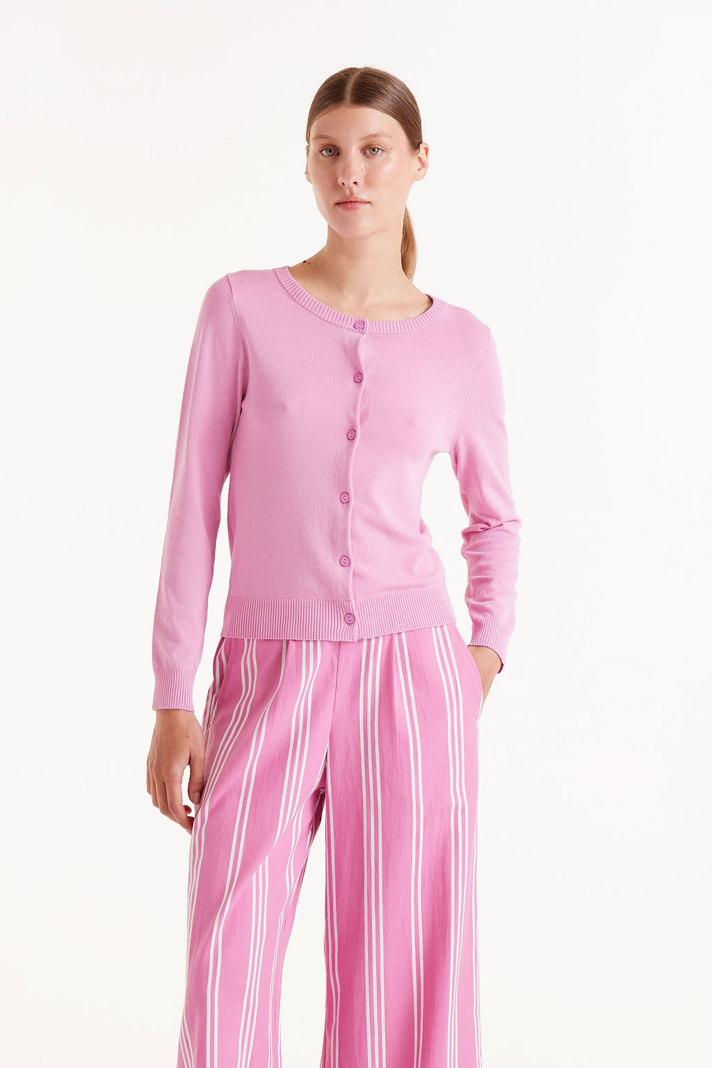 Compañia Fantastica Pink fine knit cardigan