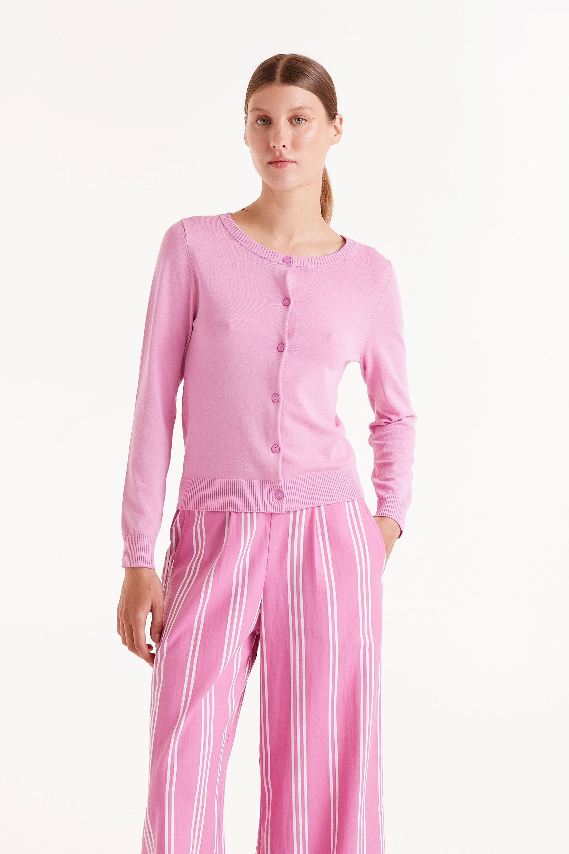 Compañia Fantastica Pink fine knit cardigan