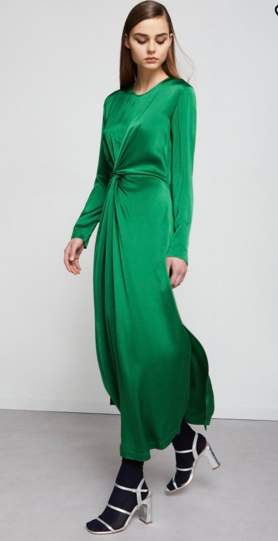 Ottod’Ame Kelly Green Satin Midi Dress