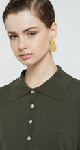 Load image into Gallery viewer, Ottod’Ame Army Green Fine Knit Jumper with Polo Collar
