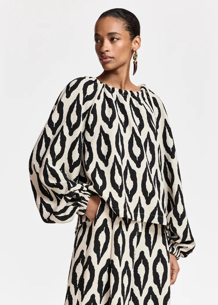 Essentiel Antwerp Cream & Black Printed Blouse