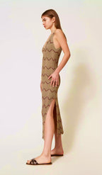 Twinset Milano two-tone knit Midi dress