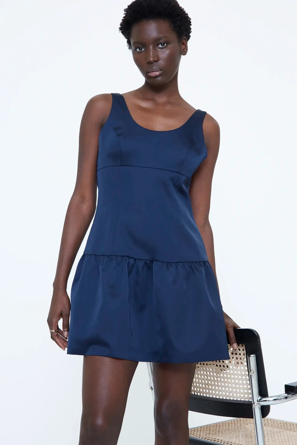 Wild Pony Navy Satin Mini Dress