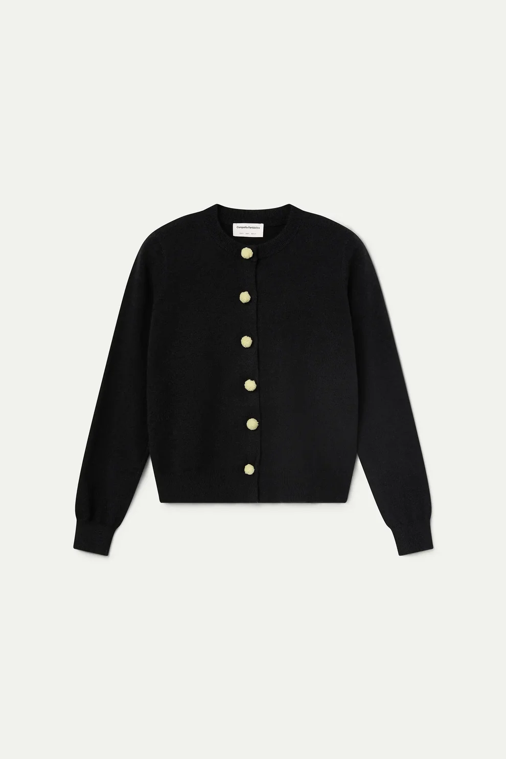 Compañia Fantástica Black Cardigan with Yellow PomPom Buttons