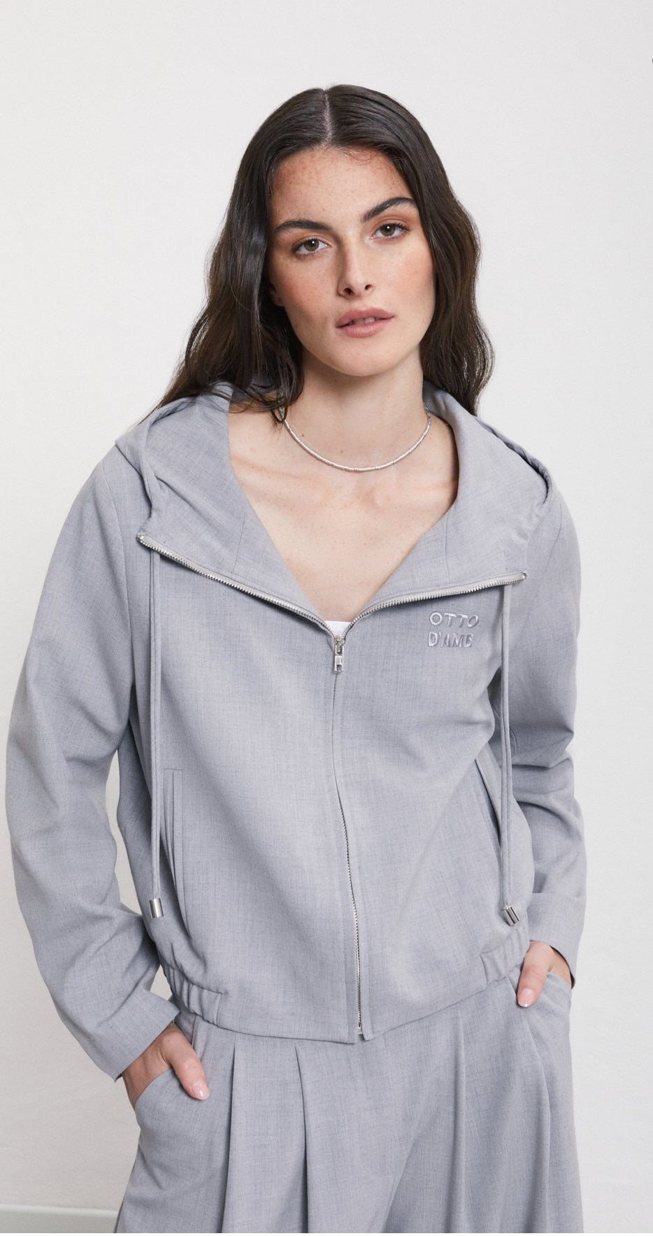 Ottod’Ame Dove Grey Suit Bomber Jacket