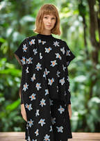 Compania Fantastica Black Jacquard Floral Print Long Scarf