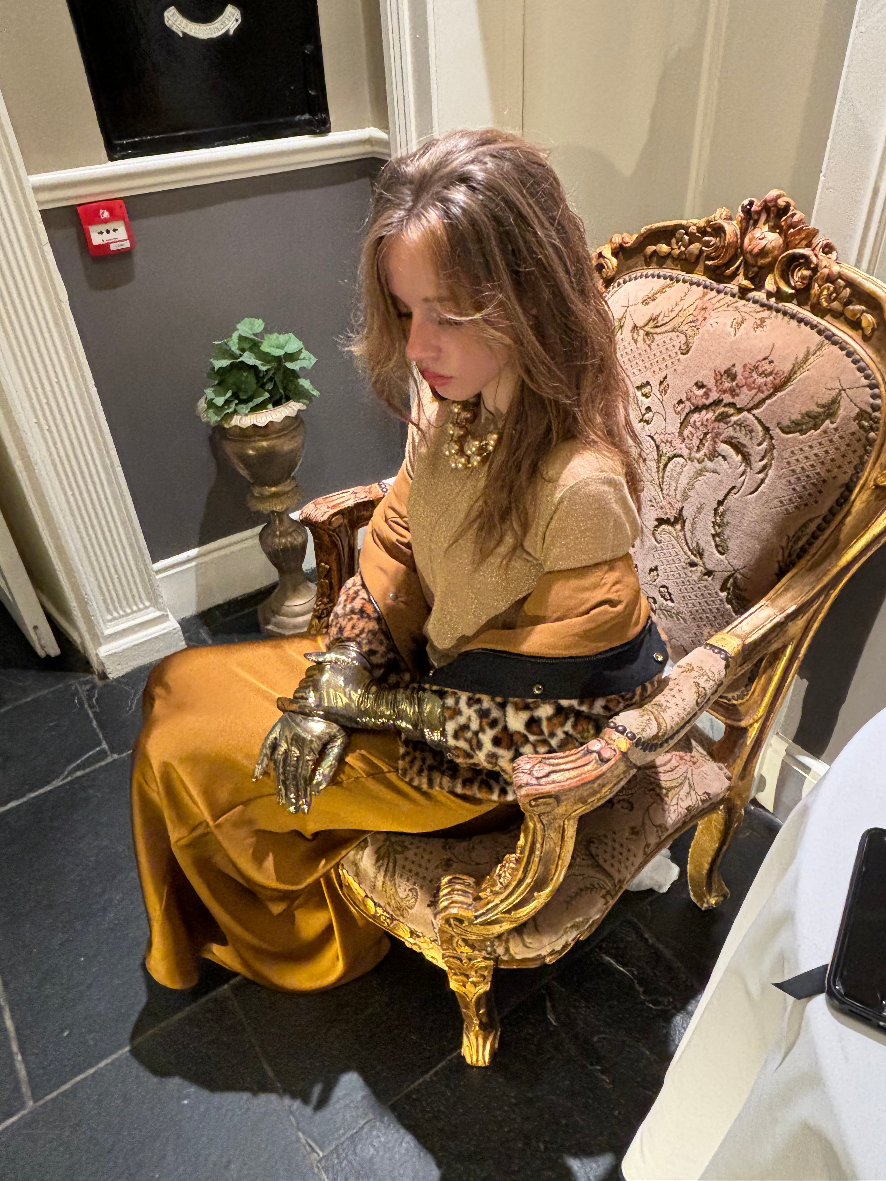 Essentiel Antwerp Bronze Maxi Satin Slip Skirt