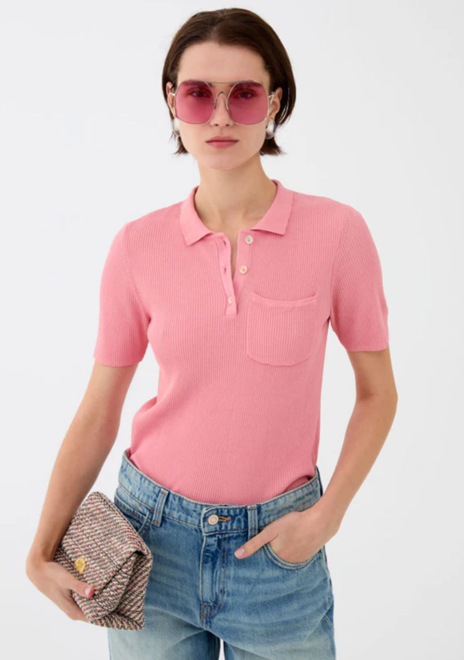NALI MINA Oversized Aviator Sunglasses with Pink Lenses
