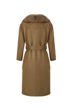 URBANCODE Camel Belted Coat with Detachable Faux Fur Collar/Shawl