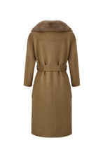 Load image into Gallery viewer, URBANCODE Camel Belted Coat with Detachable Faux Fur Collar/Shawl
