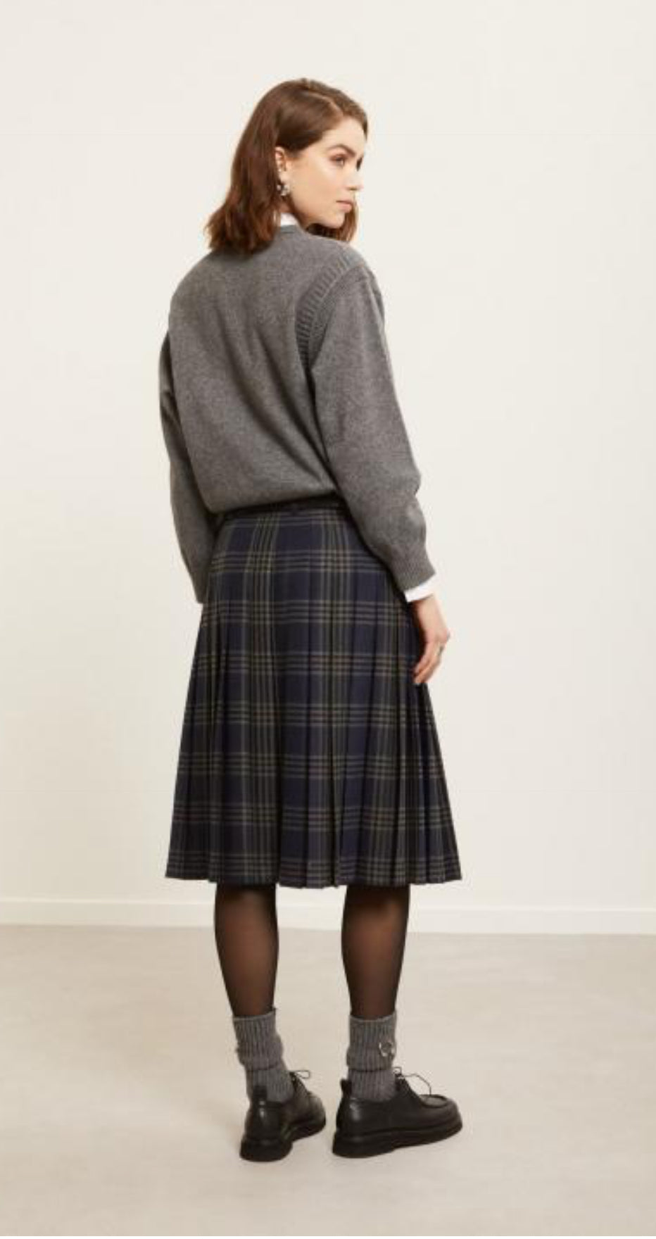 Ottod’Ame Navy & Grey Tartan Skirt