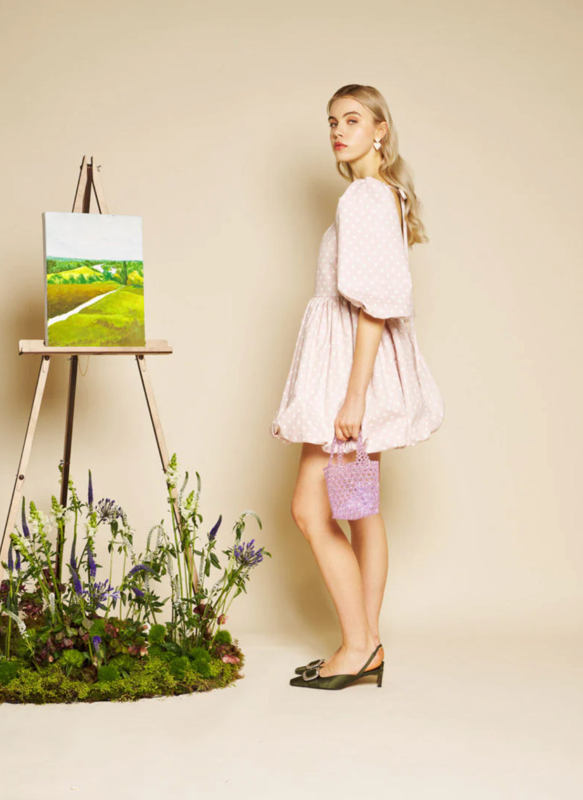 Sister Jane Soft Blush pink  Polka Dot Puff Ball with Polka Dot Dress