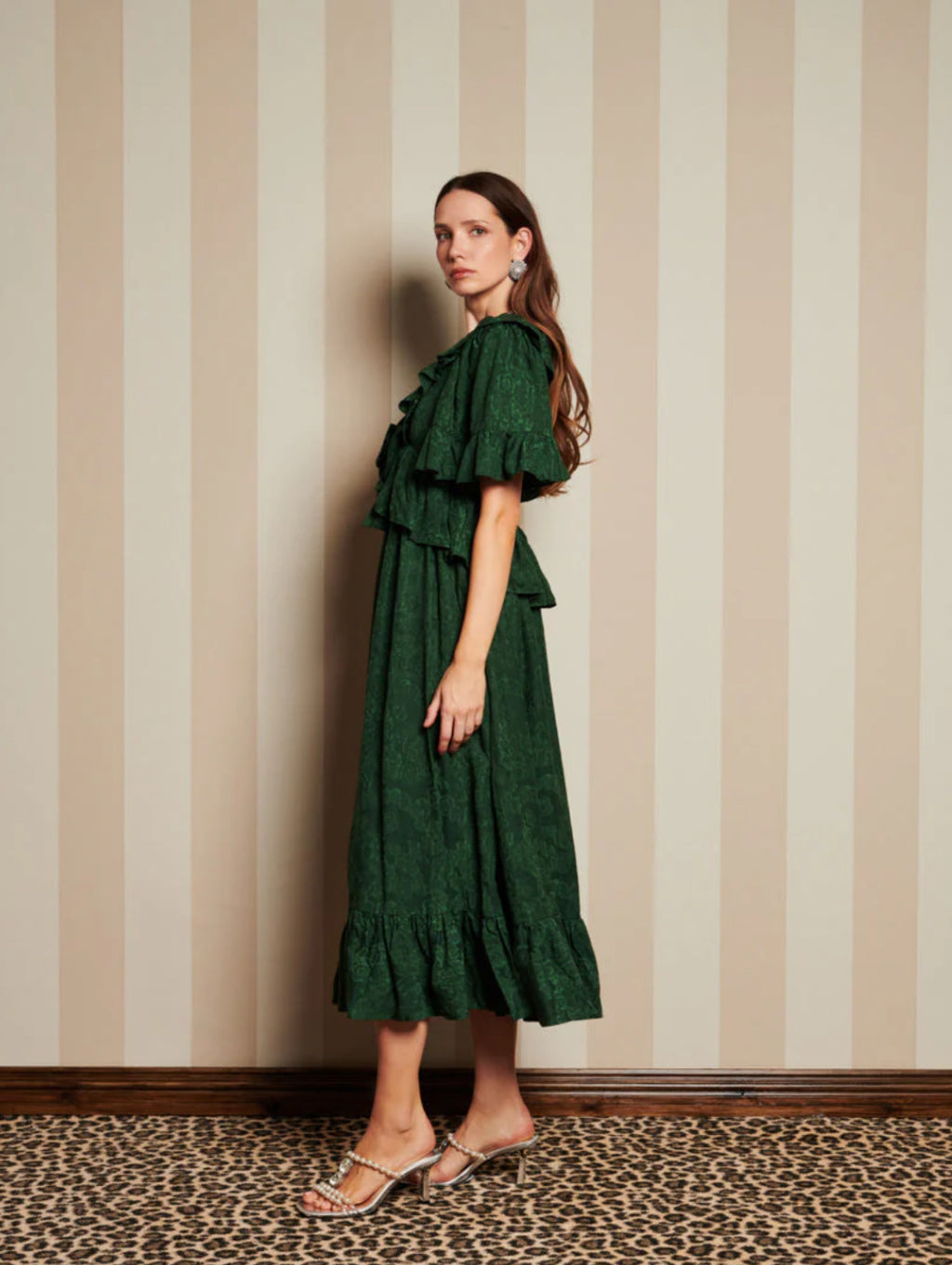 DREAM Sister Jane Dark Green Jacquard Maxi Dress